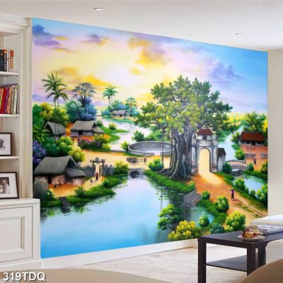 Tranh treo tường phong cảnh đồng quê – làng quê nông thôn Việt Nam