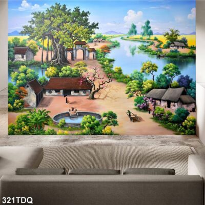 Tranh treo tường phong cảnh đồng quê – làng quê nông thôn Việt Nam