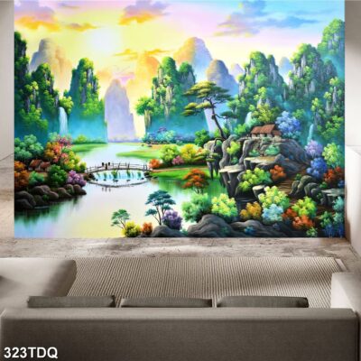 Tranh treo tường phong cảnh đồng quê – làng quê nông thôn Việt Nam