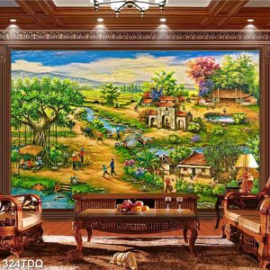 Tranh treo tường phong cảnh đồng quê – làng quê nông thôn Việt Nam