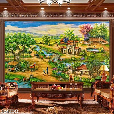 Tranh treo tường phong cảnh đồng quê – làng quê nông thôn Việt Nam