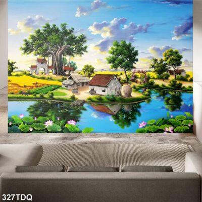 Tranh treo tường phong cảnh đồng quê – làng quê nông thôn Việt Nam