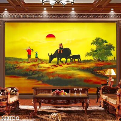 Tranh treo tường phong cảnh đồng quê – làng quê nông thôn Việt Nam