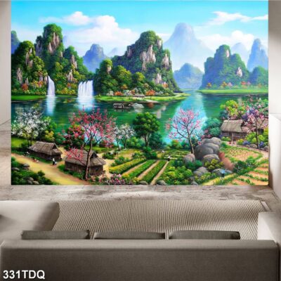 Tranh treo tường phong cảnh đồng quê – làng quê nông thôn Việt Nam