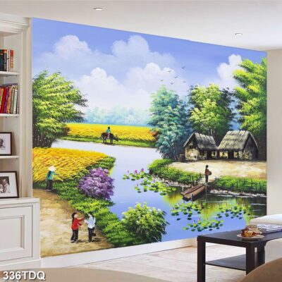 Tranh treo tường phong cảnh đồng quê – làng quê nông thôn Việt Nam