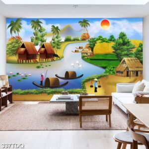 Tranh treo tường phong cảnh đồng quê – làng quê nông thôn Việt Nam