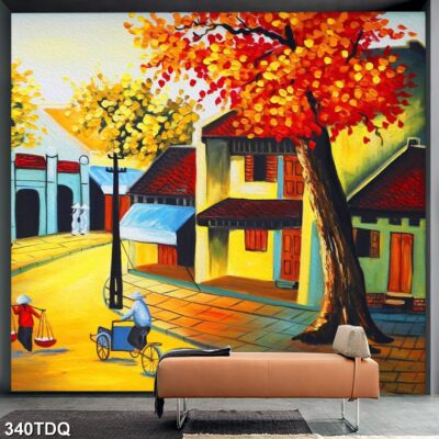 Tranh treo tường phong cảnh đồng quê – làng quê nông thôn Việt Nam