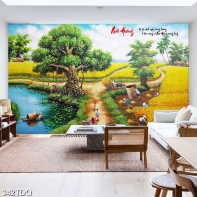 Tranh treo tường phong cảnh đồng quê – làng quê nông thôn Việt Nam