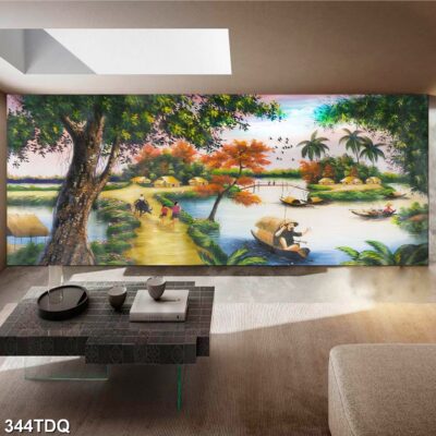 Tranh treo tường phong cảnh đồng quê – làng quê nông thôn Việt Nam
