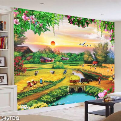 Tranh treo tường phong cảnh đồng quê – làng quê nông thôn Việt Nam