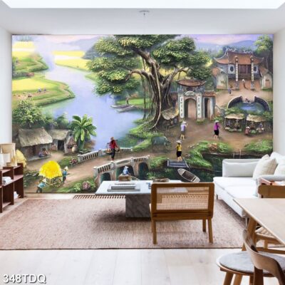 Tranh treo tường phong cảnh đồng quê – làng quê nông thôn Việt Nam