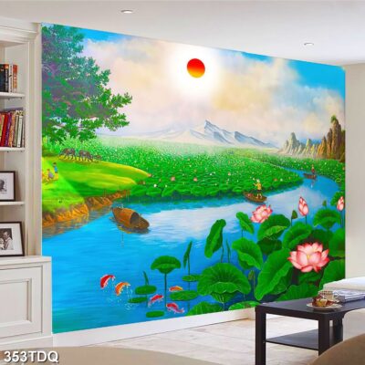 Tranh treo tường phong cảnh đồng quê – làng quê nông thôn Việt Nam
