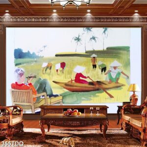 Tranh treo tường phong cảnh đồng quê – làng quê nông thôn Việt Nam