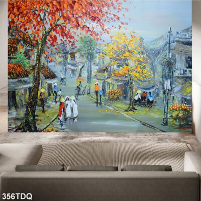 Tranh treo tường phong cảnh đồng quê – làng quê nông thôn Việt Nam