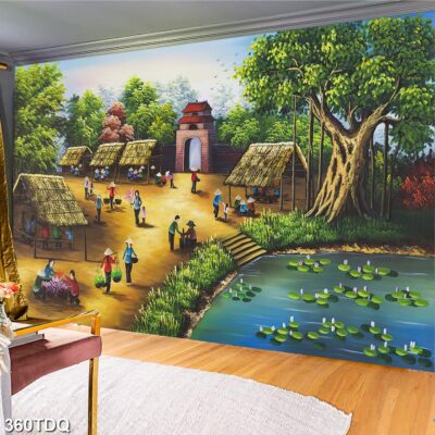 Tranh treo tường phong cảnh đồng quê – làng quê nông thôn Việt Nam