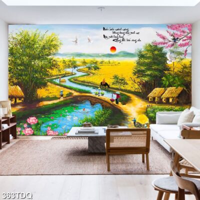 Tranh treo tường phong cảnh đồng quê – làng quê nông thôn Việt Nam