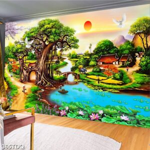 Tranh treo tường phong cảnh đồng quê – làng quê nông thôn Việt Nam