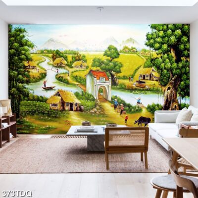 Tranh treo tường phong cảnh đồng quê – làng quê nông thôn Việt Nam