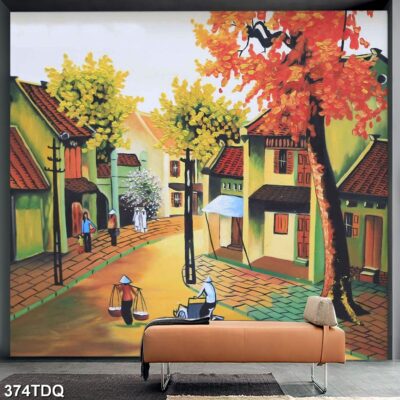 Tranh treo tường phong cảnh đồng quê – làng quê nông thôn Việt Nam