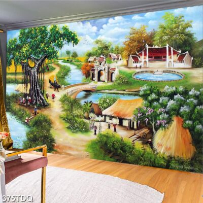 Tranh treo tường phong cảnh đồng quê – làng quê nông thôn Việt Nam