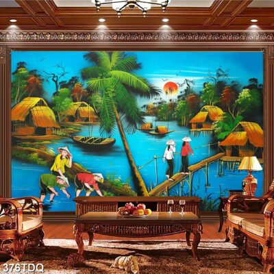 Tranh treo tường phong cảnh đồng quê – làng quê nông thôn Việt Nam
