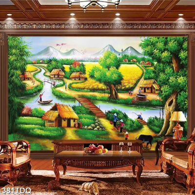 Tranh treo tường phong cảnh đồng quê – làng quê nông thôn Việt Nam