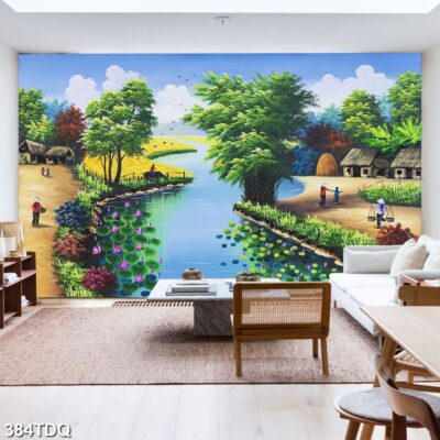 Tranh treo tường phong cảnh đồng quê – làng quê nông thôn Việt Nam