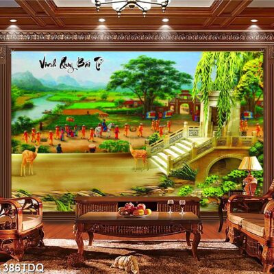 Tranh treo tường phong cảnh đồng quê – làng quê nông thôn Việt Nam