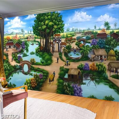Tranh treo tường phong cảnh đồng quê – làng quê nông thôn Việt Nam