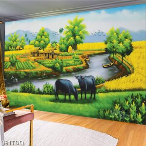 Tranh treo tường phong cảnh đồng quê – làng quê nông thôn Việt Nam