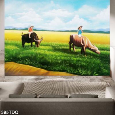 Tranh treo tường phong cảnh đồng quê – làng quê nông thôn Việt Nam