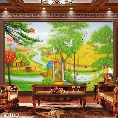 Tranh treo tường phong cảnh đồng quê – làng quê nông thôn Việt Nam