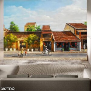 Tranh treo tường phong cảnh đồng quê – làng quê nông thôn Việt Nam