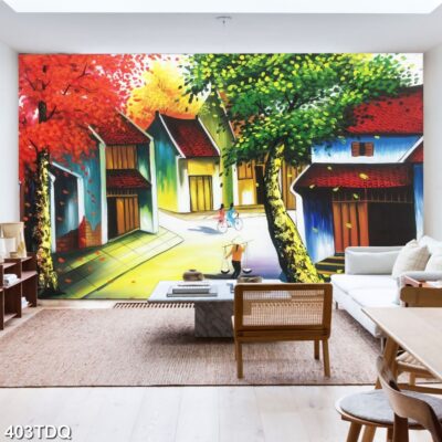 Tranh treo tường phong cảnh đồng quê – làng quê nông thôn Việt Nam