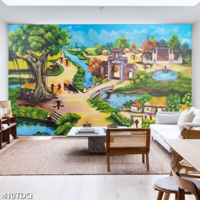 Tranh treo tường phong cảnh đồng quê – làng quê nông thôn Việt Nam