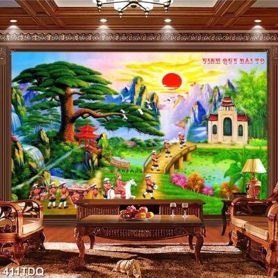 Tranh treo tường phong cảnh đồng quê – làng quê nông thôn Việt Nam