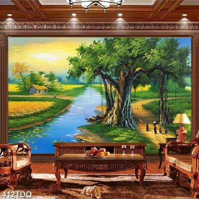 Tranh treo tường phong cảnh đồng quê – làng quê nông thôn Việt Nam
