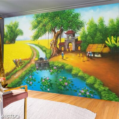 Tranh treo tường phong cảnh đồng quê – làng quê nông thôn Việt Nam