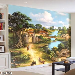 Tranh treo tường phong cảnh đồng quê – làng quê nông thôn Việt Nam