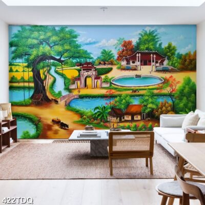 Tranh treo tường phong cảnh đồng quê – làng quê nông thôn Việt Nam
