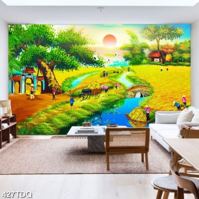 Tranh treo tường phong cảnh đồng quê – làng quê nông thôn Việt Nam