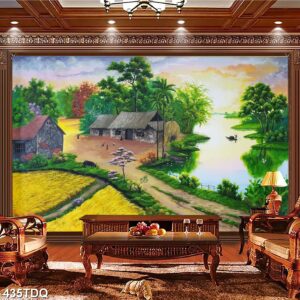 Tranh treo tường phong cảnh đồng quê – làng quê nông thôn Việt Nam