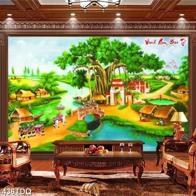 Tranh treo tường phong cảnh đồng quê – làng quê nông thôn Việt Nam