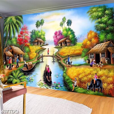 Tranh treo tường phong cảnh đồng quê – làng quê nông thôn Việt Nam