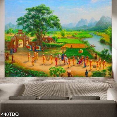 Tranh treo tường phong cảnh đồng quê – làng quê nông thôn Việt Nam