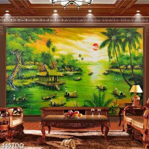 Tranh treo tường phong cảnh đồng quê – làng quê nông thôn Việt Nam