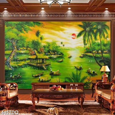 Tranh treo tường phong cảnh đồng quê – làng quê nông thôn Việt Nam