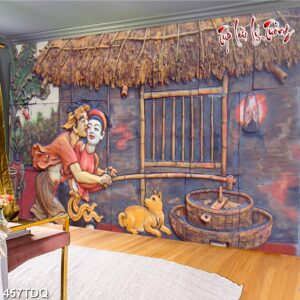 Tranh treo tường phong cảnh đồng quê – làng quê nông thôn Việt Nam