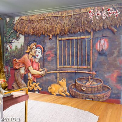 Tranh treo tường phong cảnh đồng quê – làng quê nông thôn Việt Nam