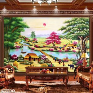 Tranh treo tường phong cảnh đồng quê – làng quê nông thôn Việt Nam